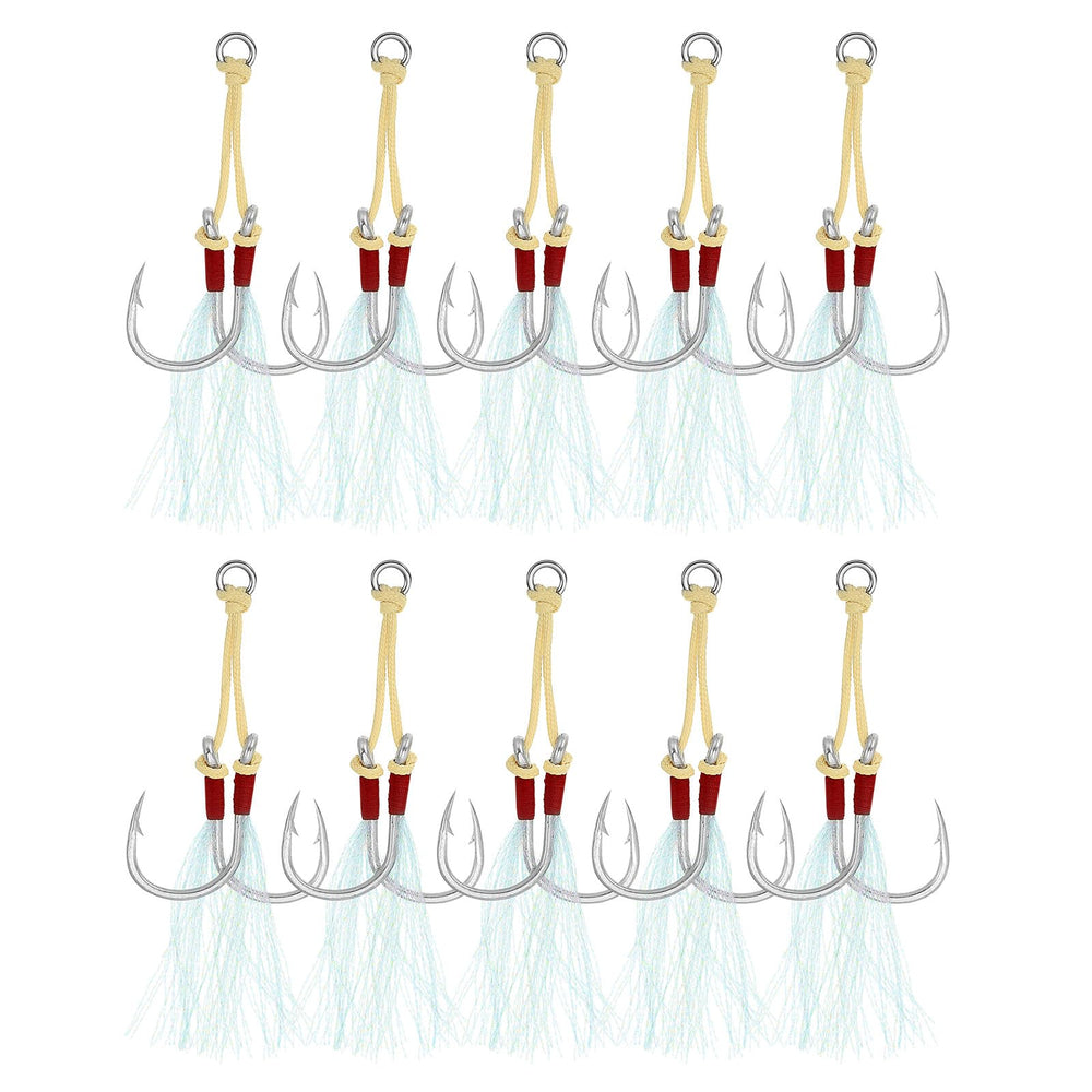PATIKIL fishing assist hooks kit glow tassel enhances underwater visibility.