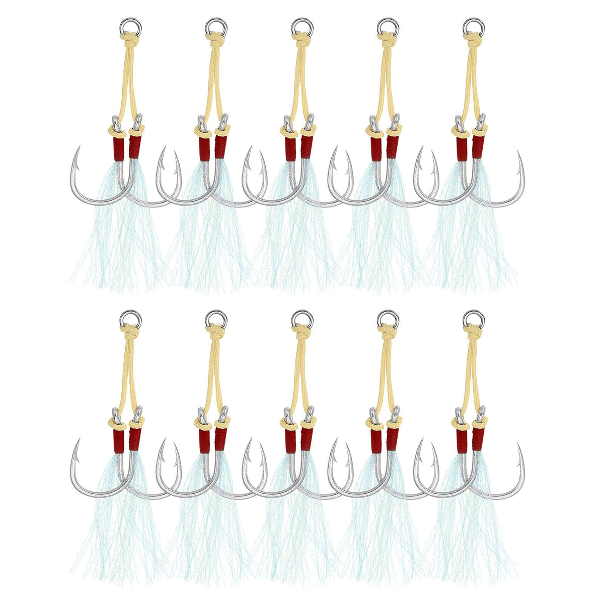 PATIKIL fishing assist hooks kit glow tassel enhances underwater visibility.