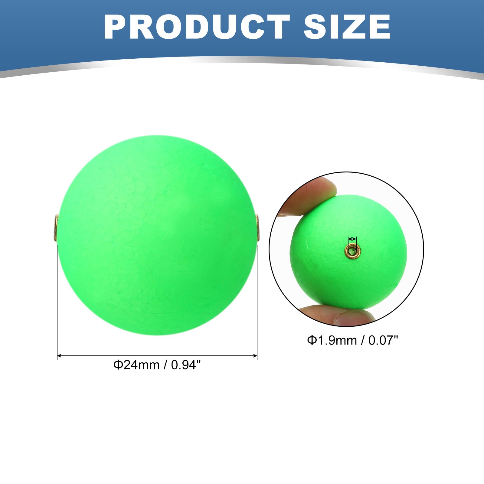 PATIKIL fishing bobber green side view highlighting lightweight, durable design