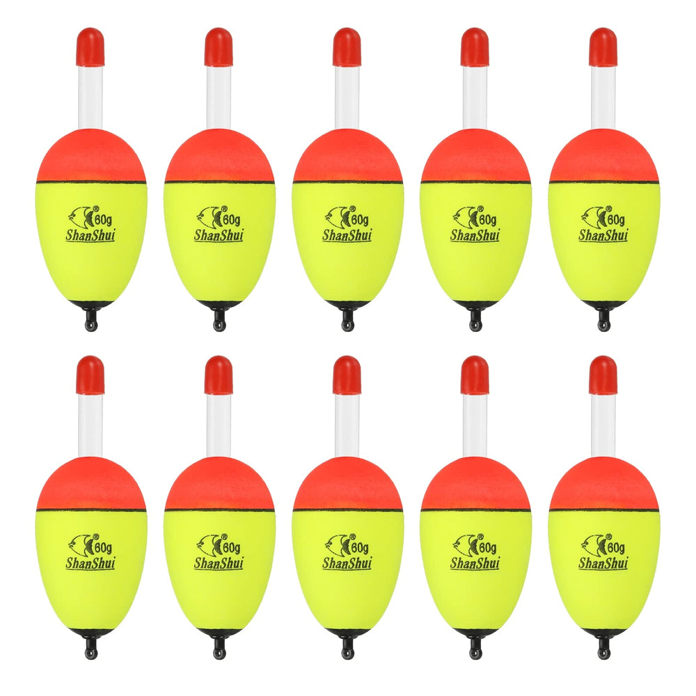 PATIKIL yellow fishing bobber in a 10-pack for clear visibility.