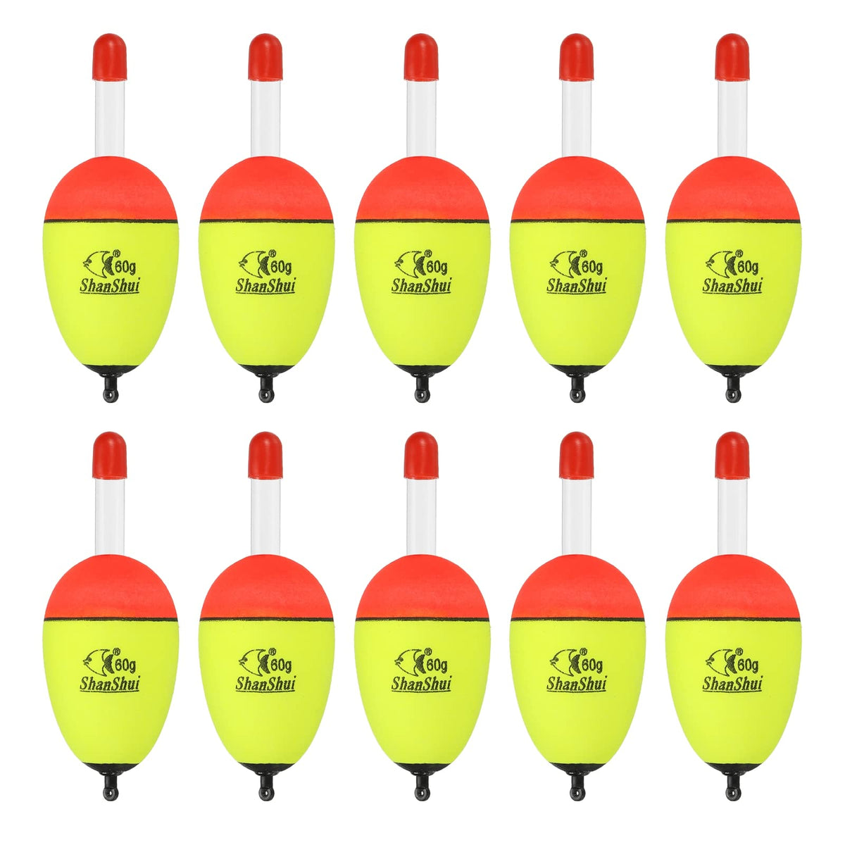 PATIKIL yellow fishing bobber in a 10-pack for clear visibility.