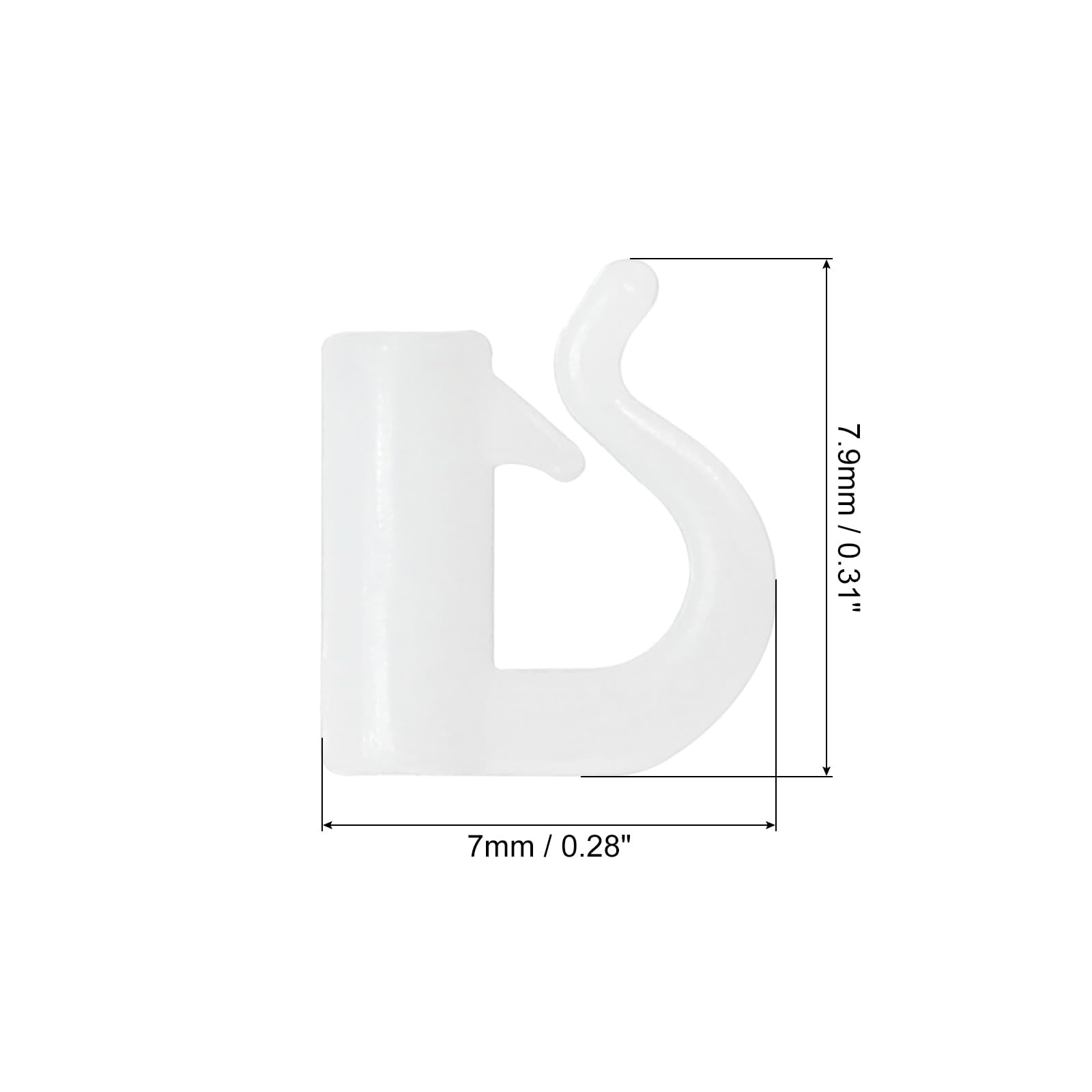 Plastic D-shaped lure connector for spinnerbait – white