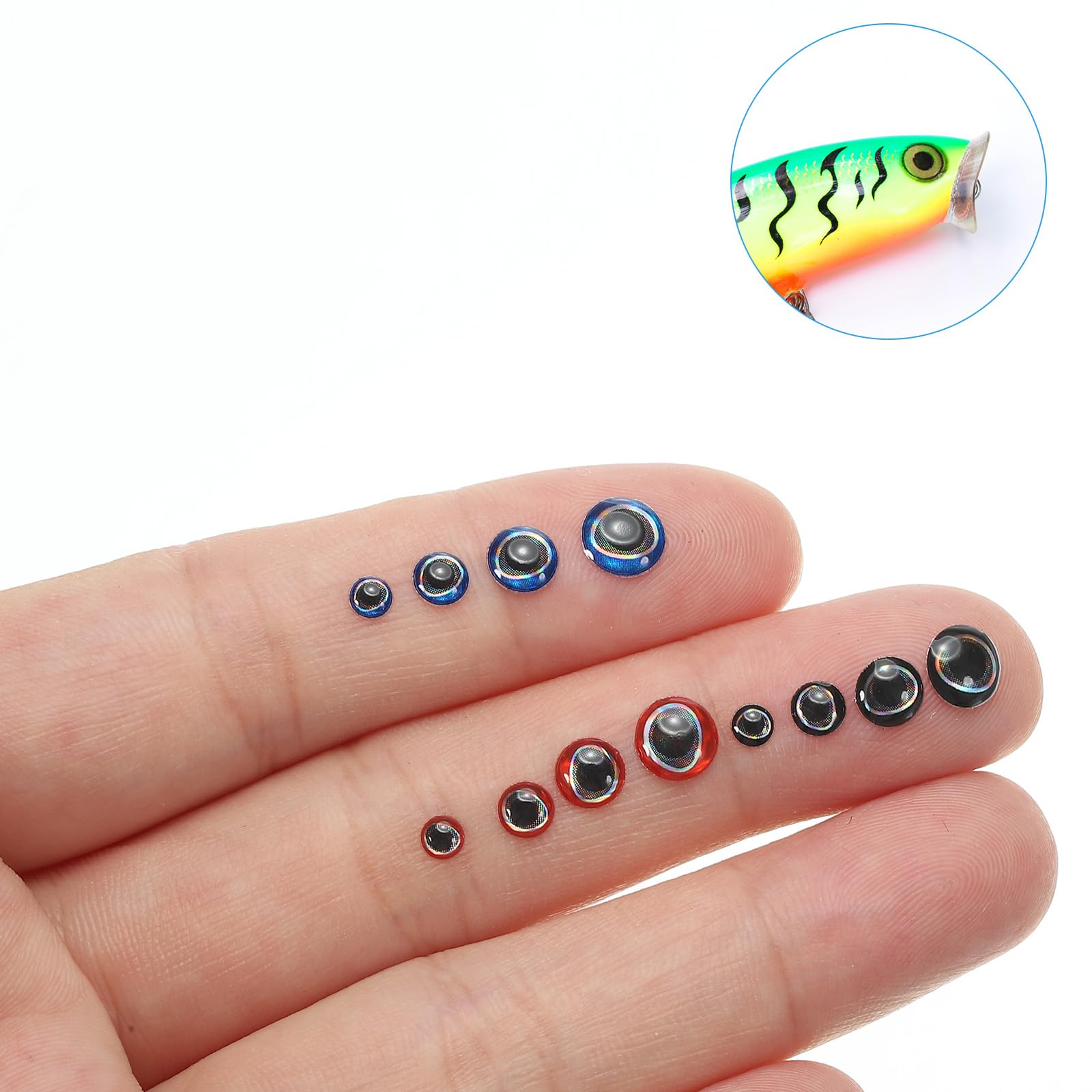 PATIKIL 5mm eye stickers add lifelike detail to your lures for better sport fishing appeal.