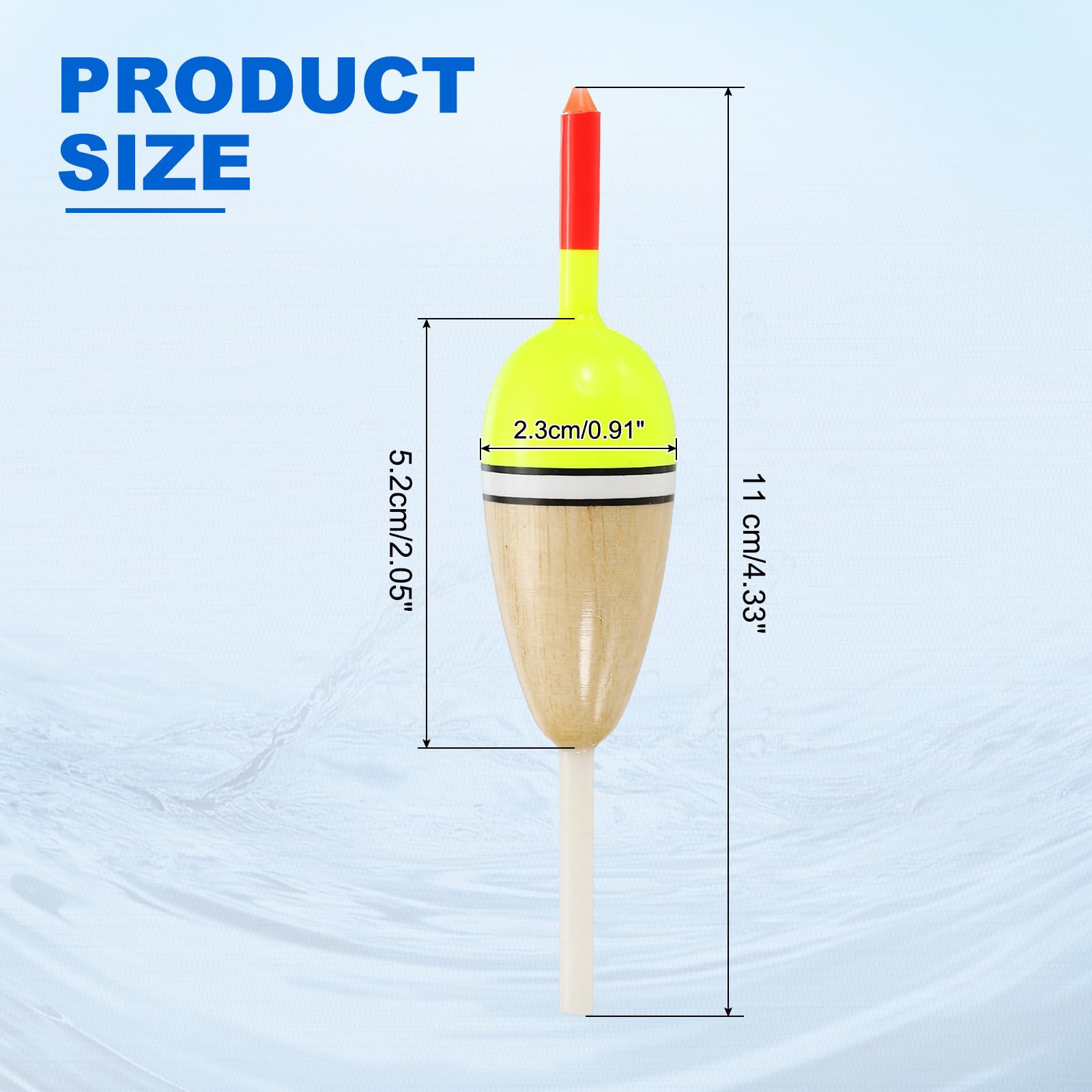 Durable plastic body of PATIKIL floats for lasting fishing trips