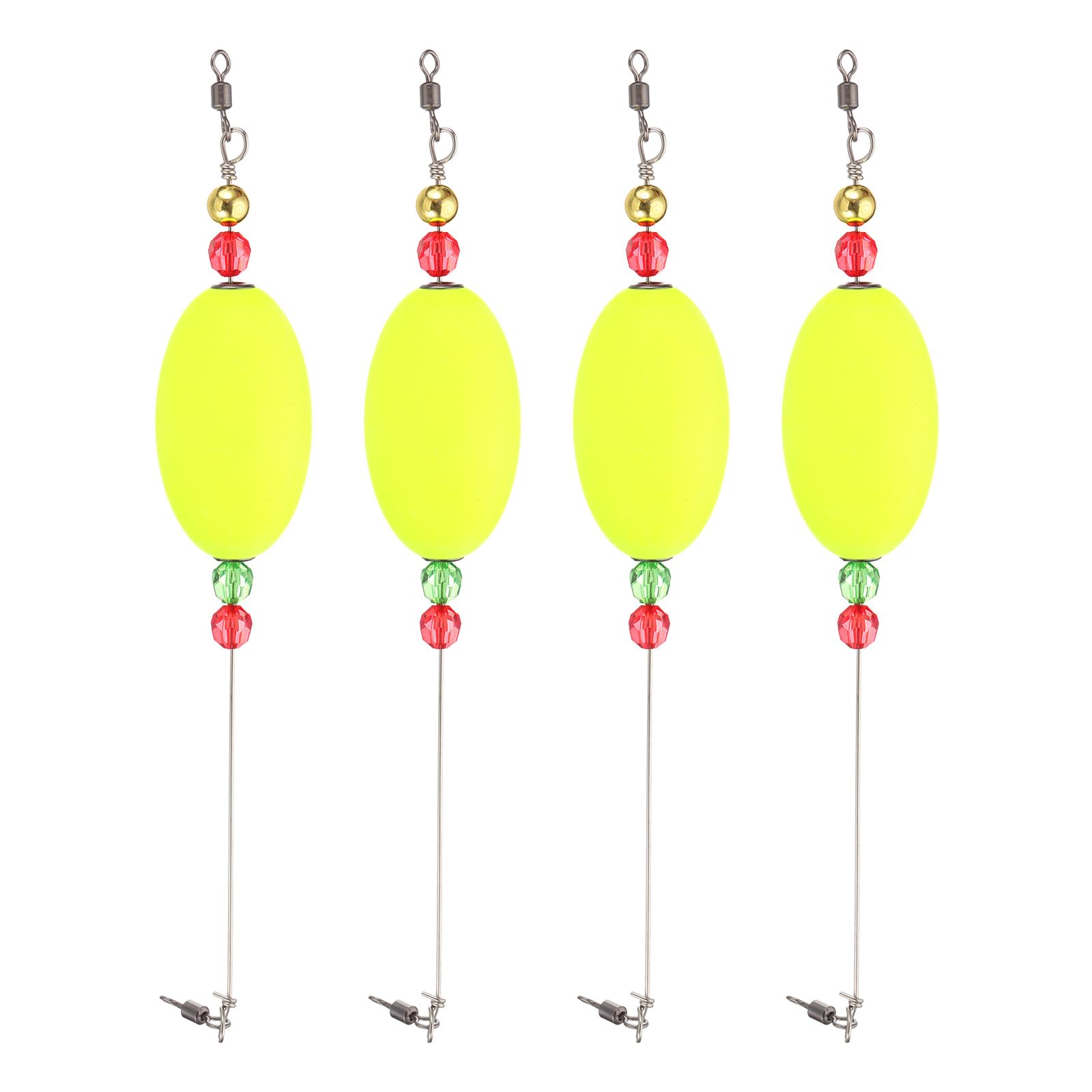 PATIKIL fishing floats in yellow, oval bobber close-up for clear bite signals
