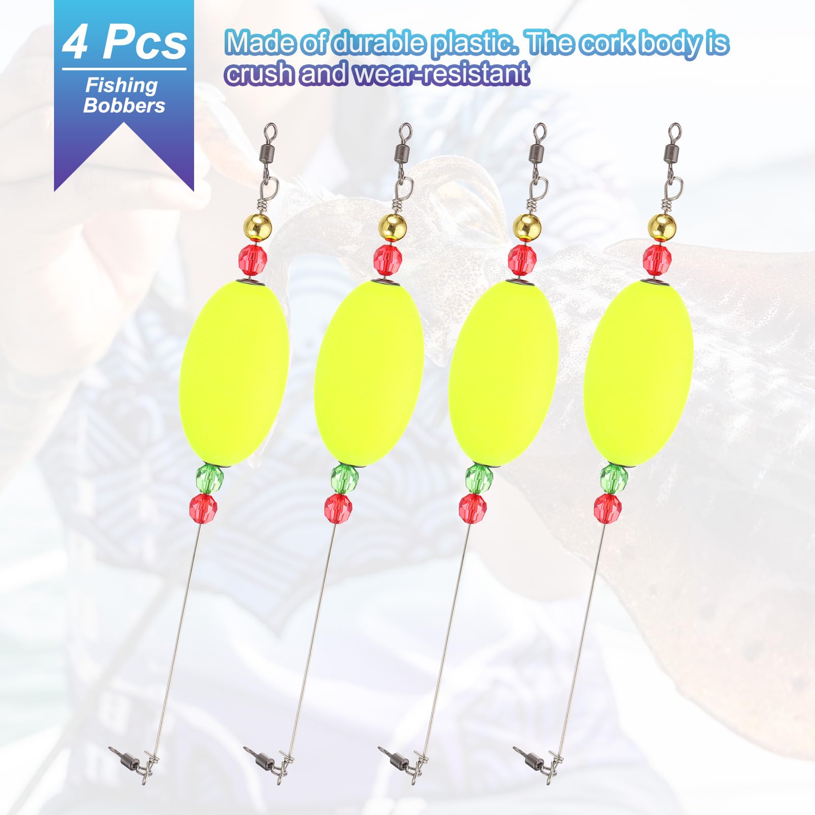 PATIKIL yellow oval bobber side view with high visibility