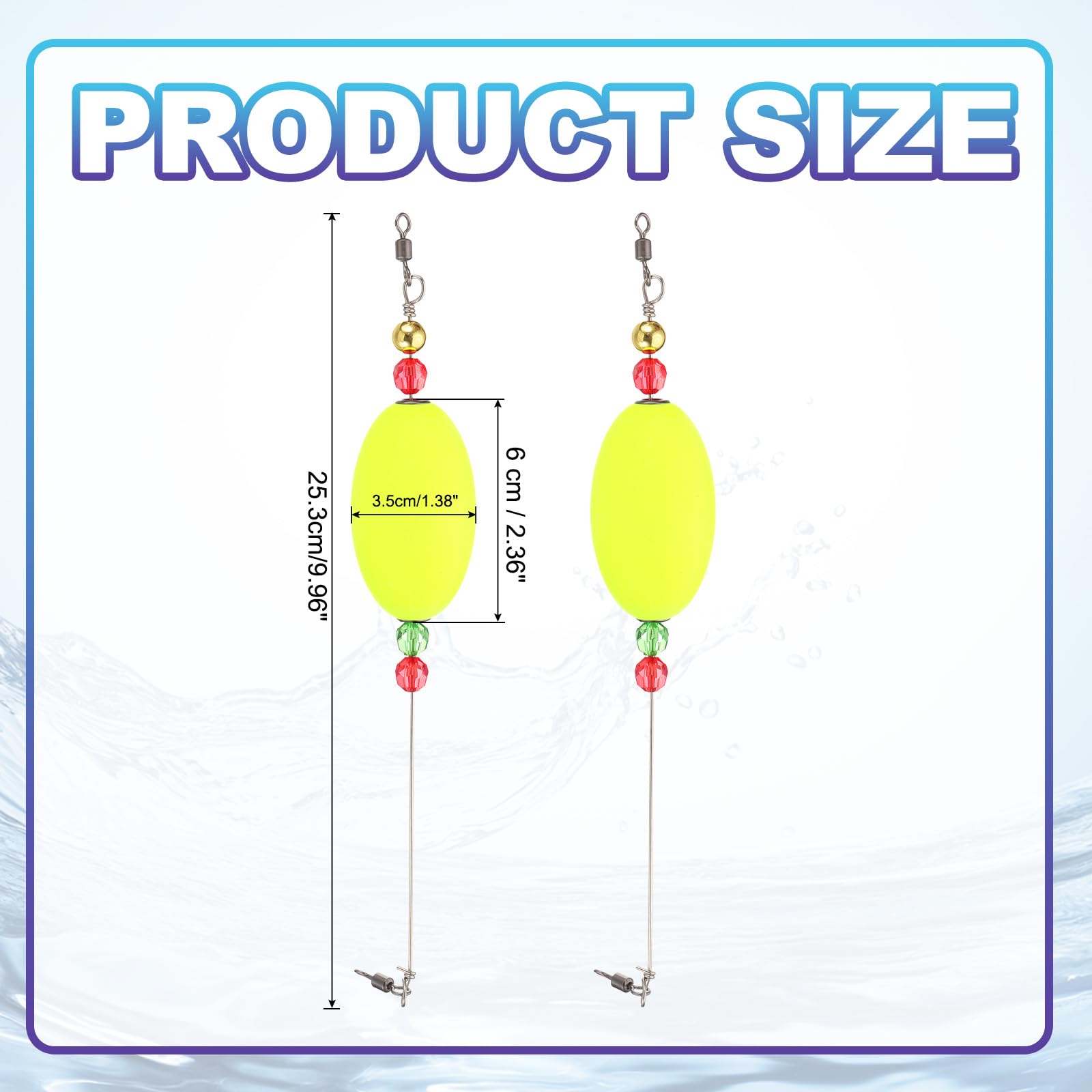 PATIKIL 4-pack yellow bobbers visible in water for long-distance spotting