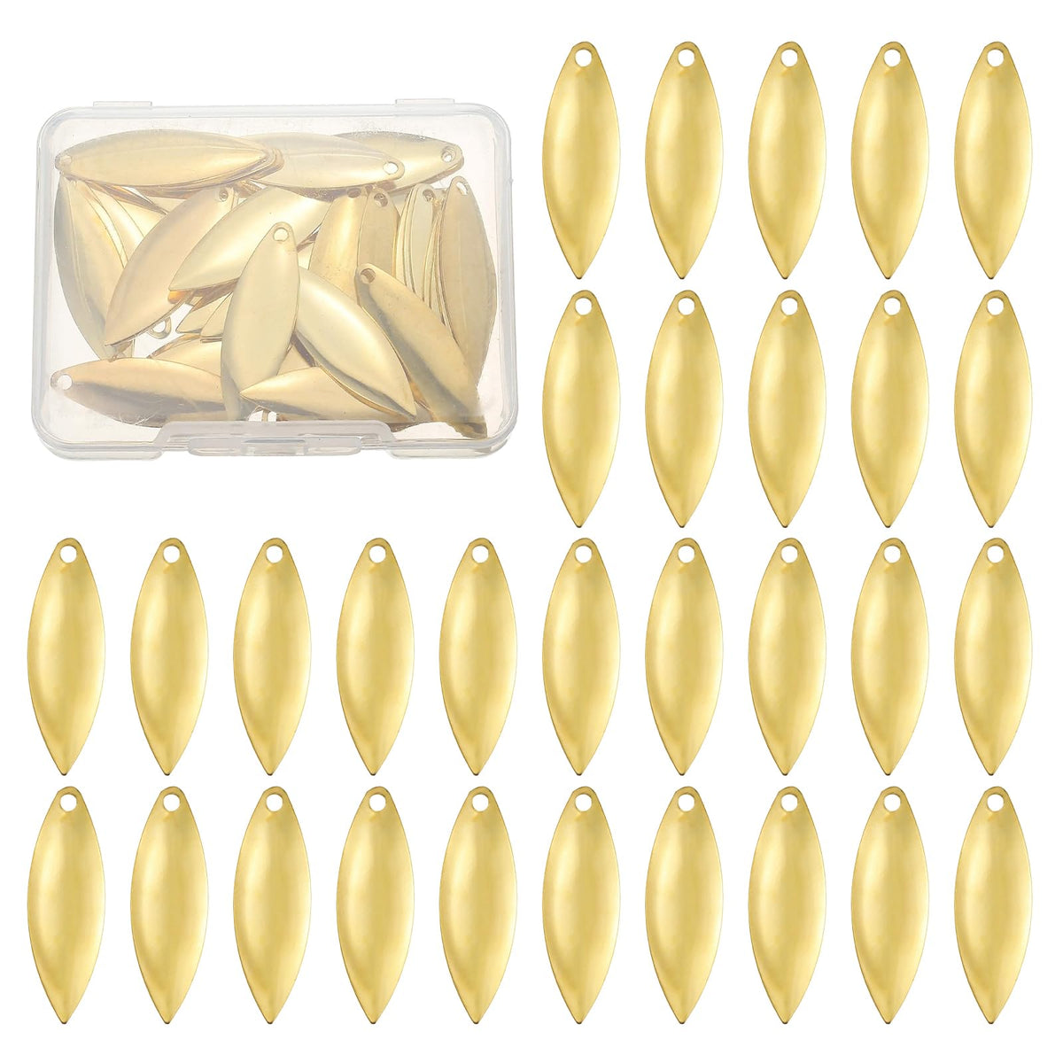 PATIKIL fishing lure blades in gold tone for bright flashes and fish attraction.