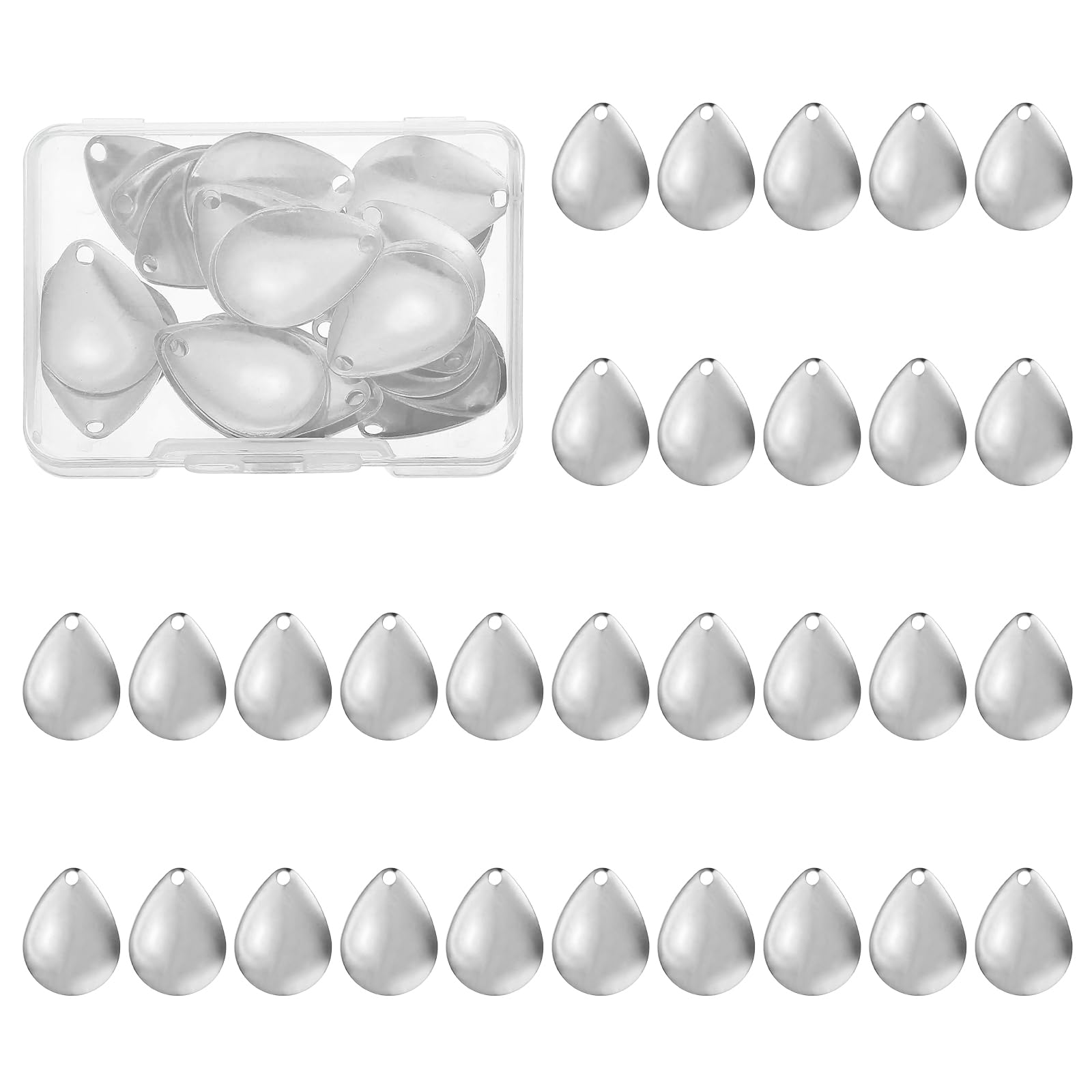 PATIKIL fishing lure blades 40-pack with bright silver finish for increased visibility.