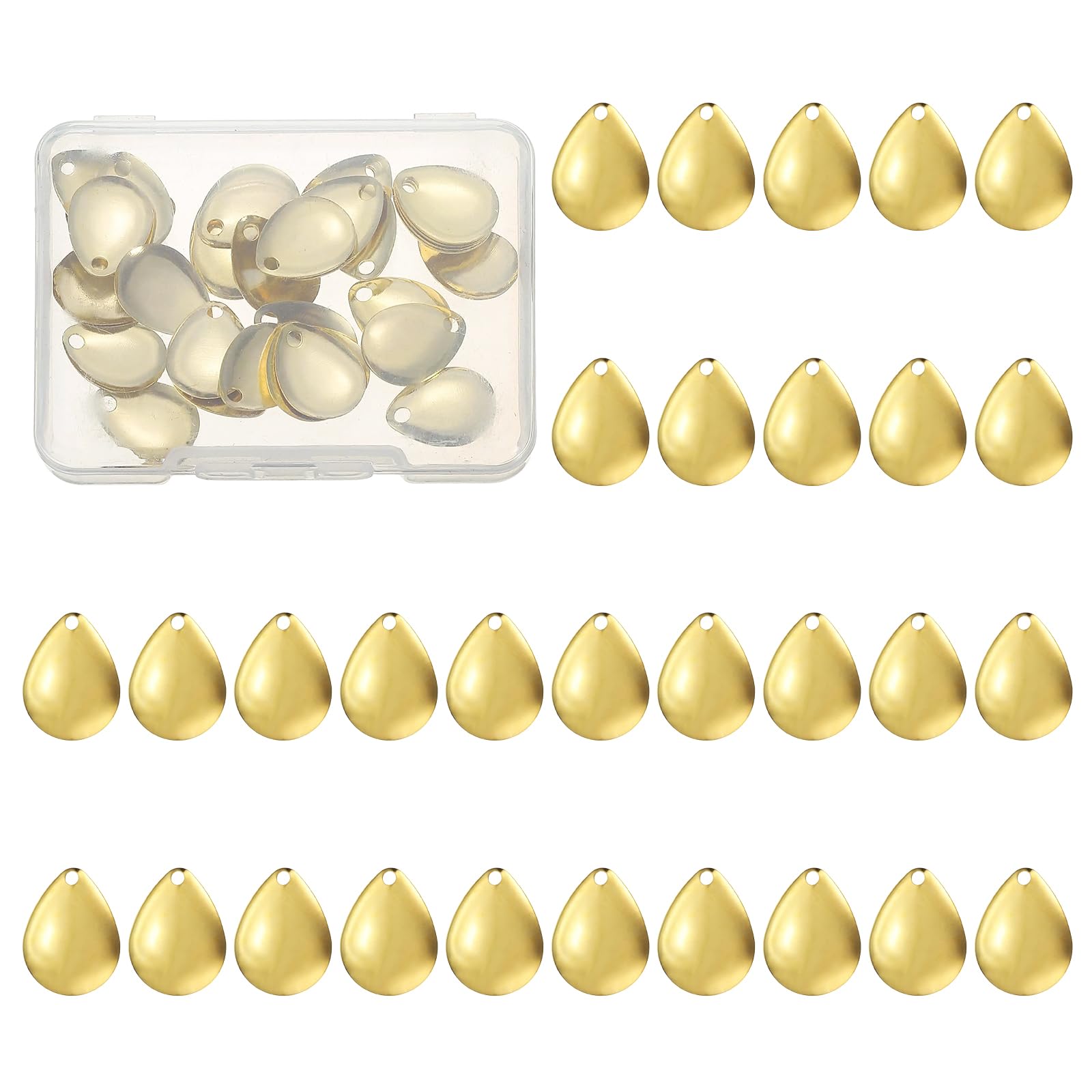 PATIKIL fishing lure blades 40-pack gold tone closeup with metallic flash