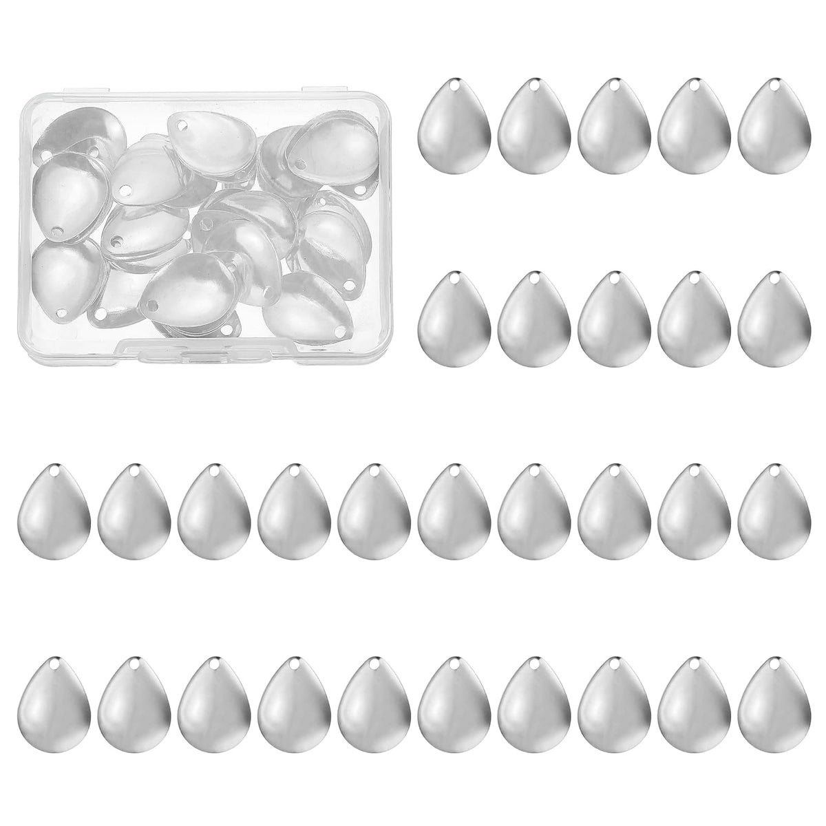 PATIKIL fishing lure blades in silver, compact size enhances water flash and fish-attracting vibrations.