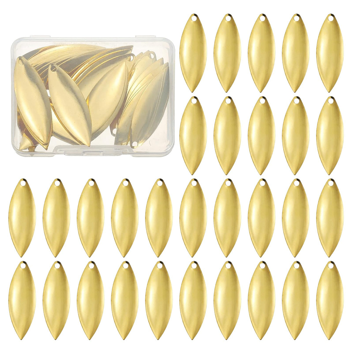 PATIKIL gold-tone fishing lure blade close-up highlights bright shine for visibility.