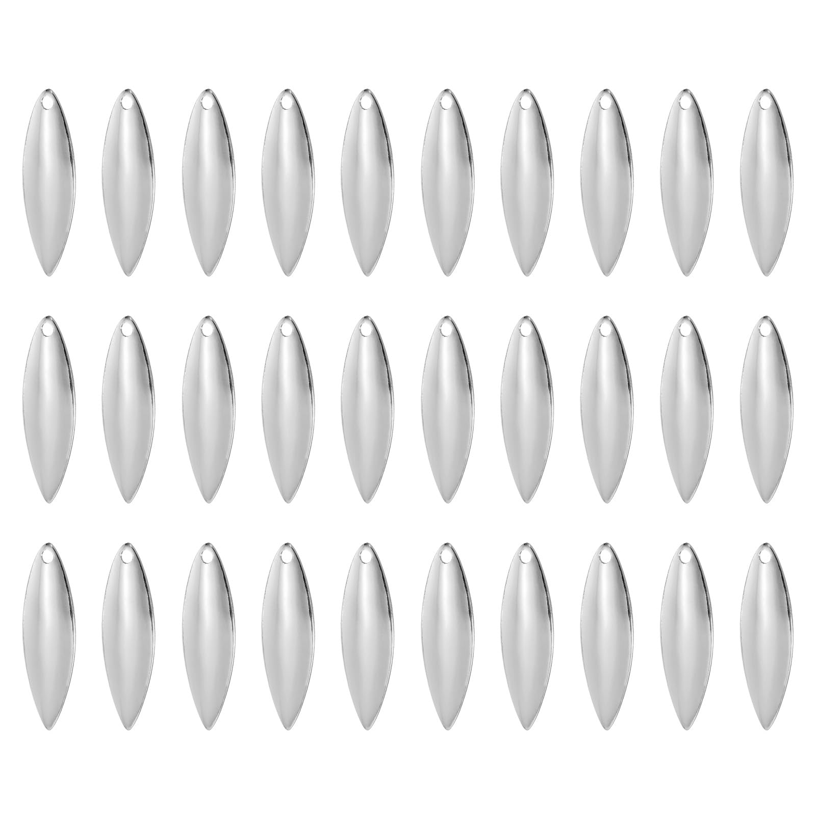 PATIKIL fishing lure blades in silver color sized 1.3x0.4 inches for willowleaf lure making