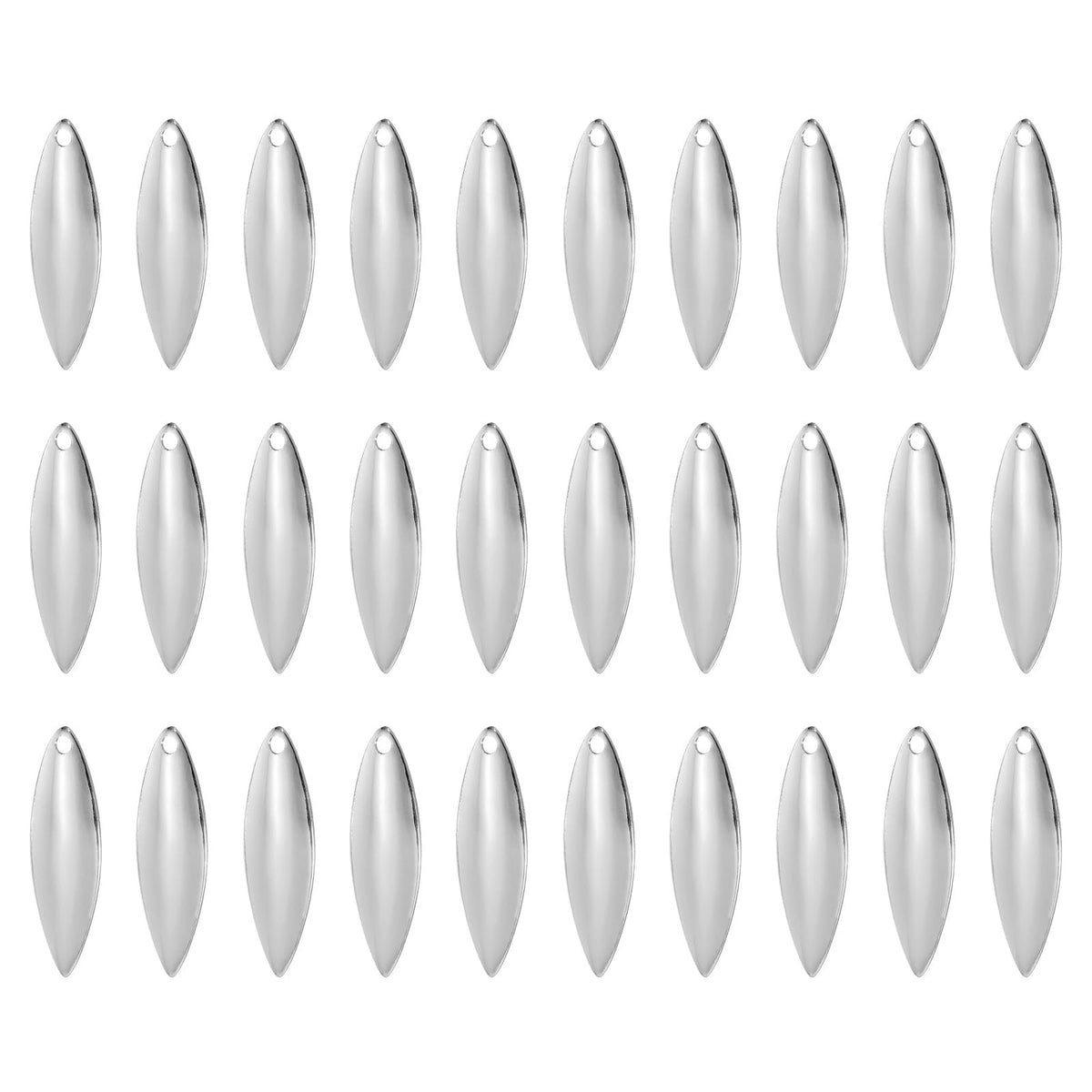 PATIKIL fishing lure blades in silver color sized 1.3x0.4 inches for willowleaf lure making