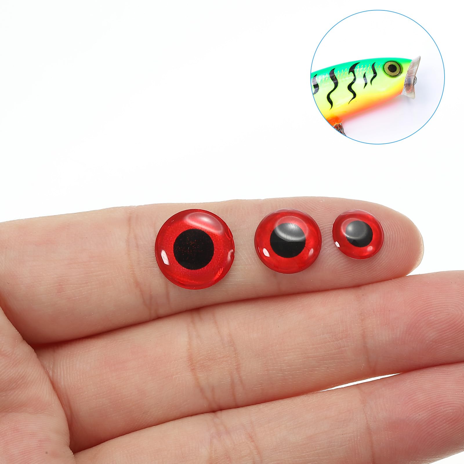 Lure eye stickers applied on a fishing lure