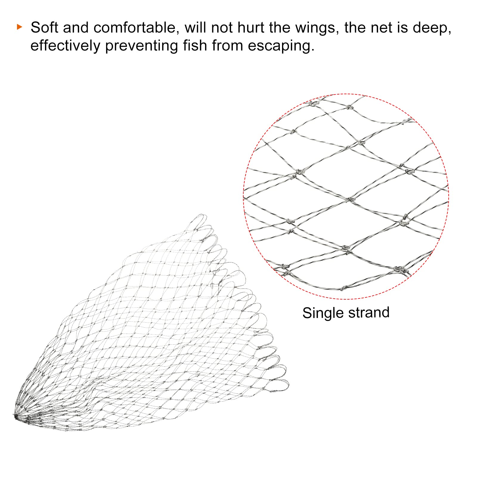 PATIKIL net replacement with 3x3 cm mesh for fish-friendly handling.
