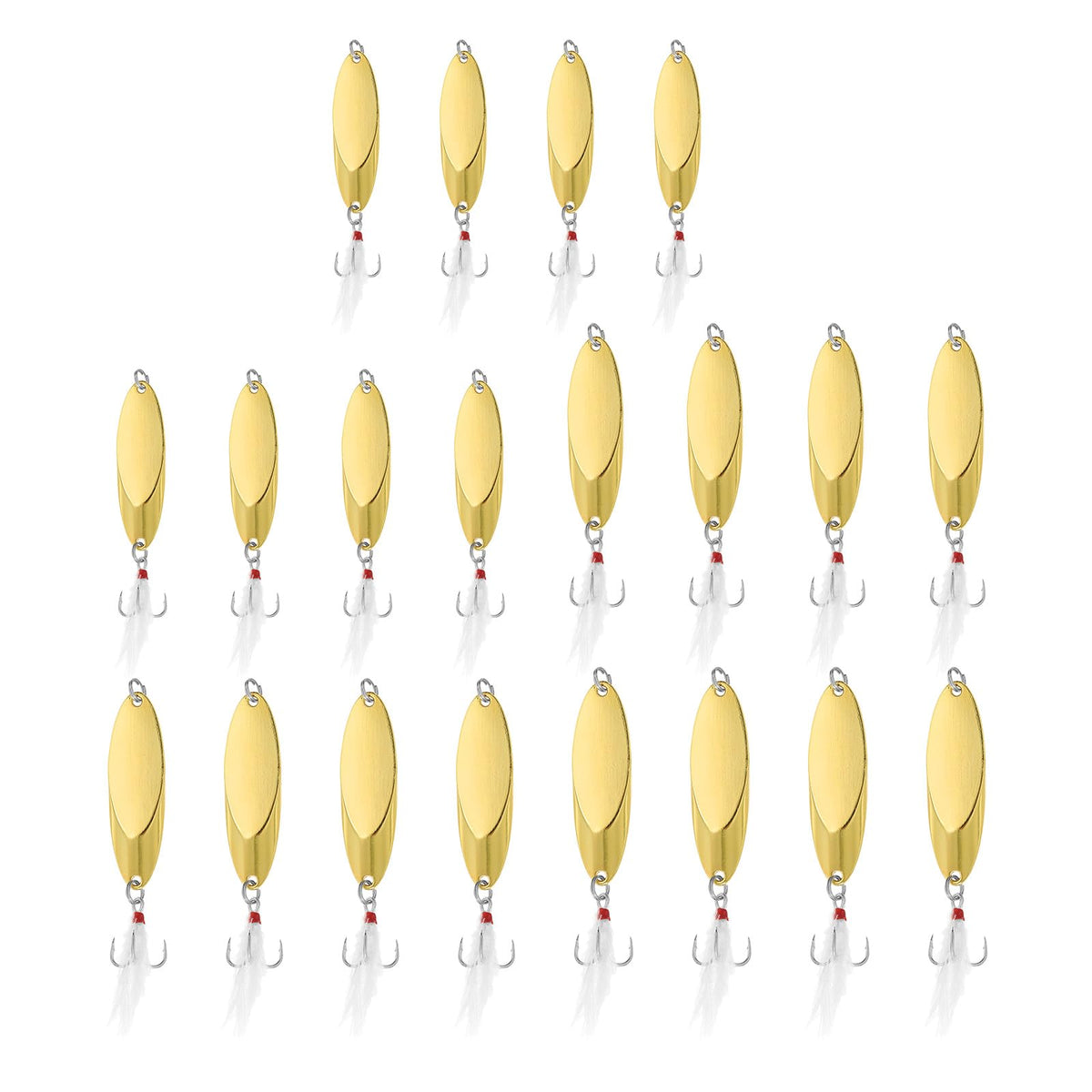 PATIKIL fishing spoon 1/4 oz in gold tone highlights light reflection to attract bass.