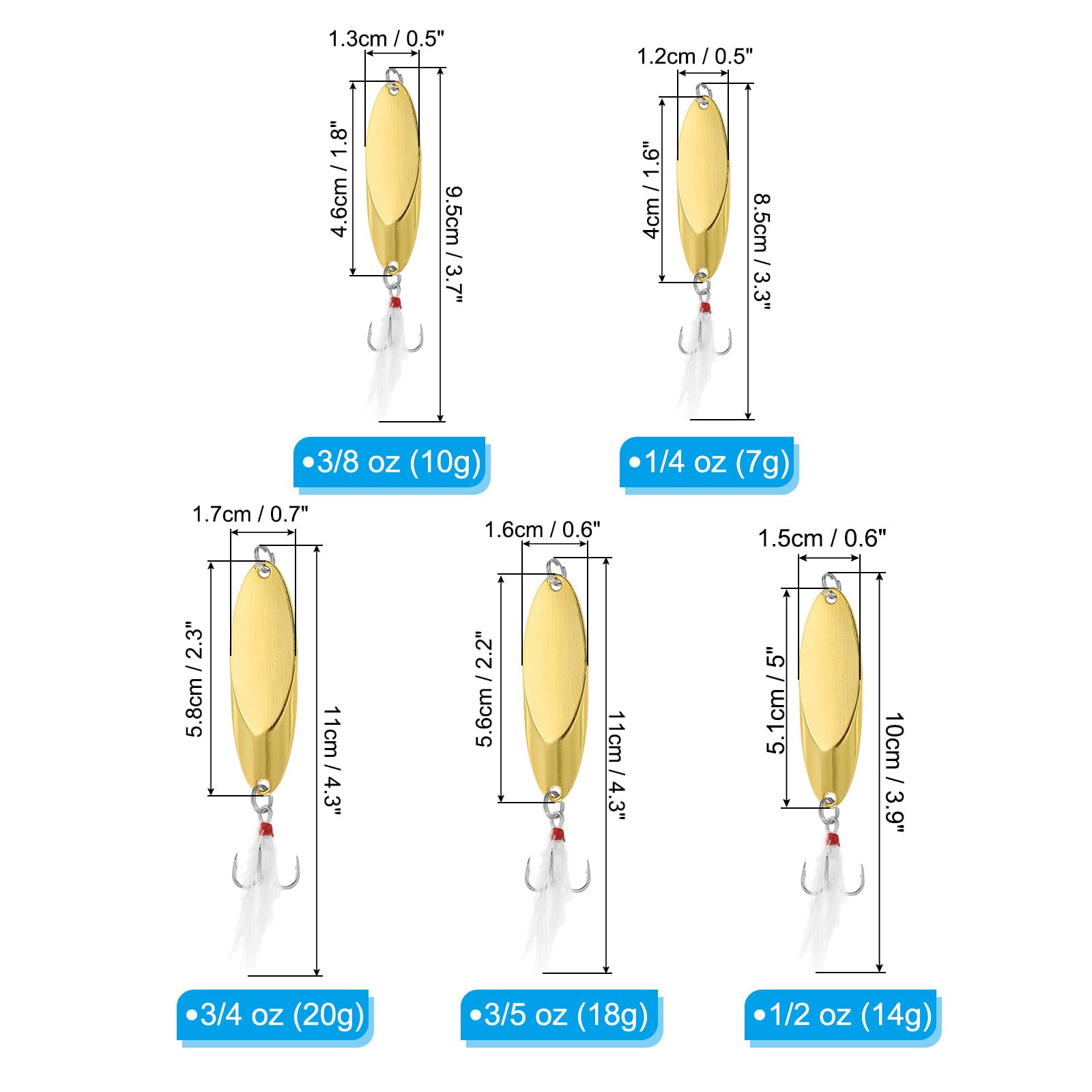 PATIKIL fishing spoon 3/8 oz gold-tone shines underwater for quick strikes.