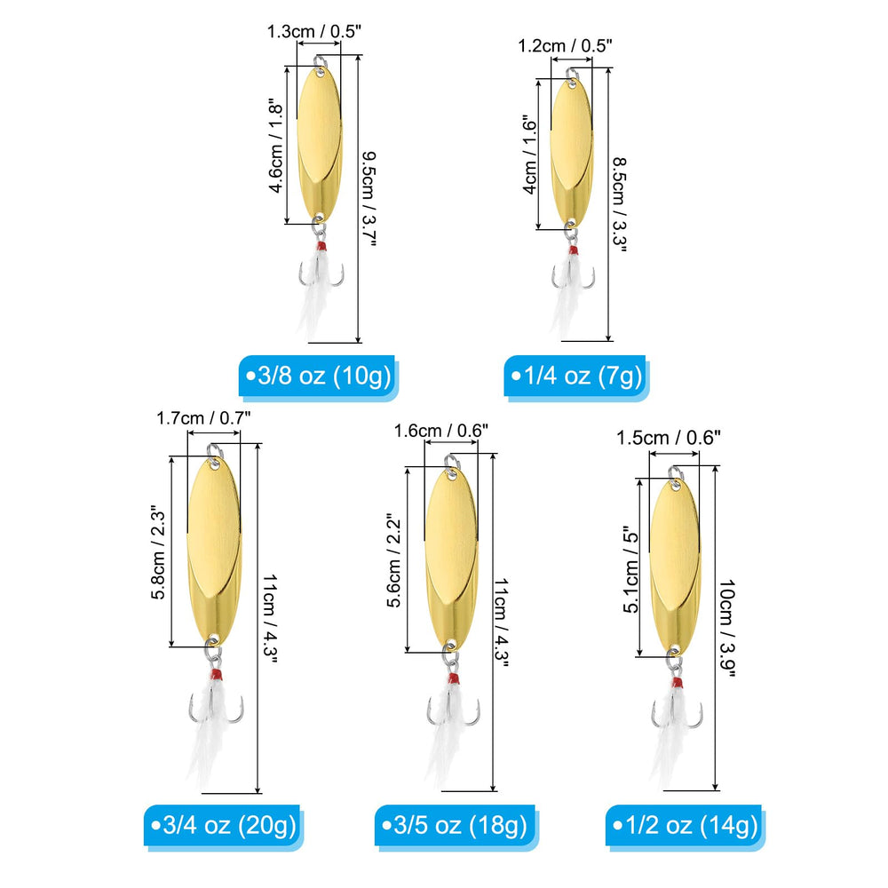 PATIKIL fishing spoon 3/8 oz gold-tone shines underwater for quick strikes.