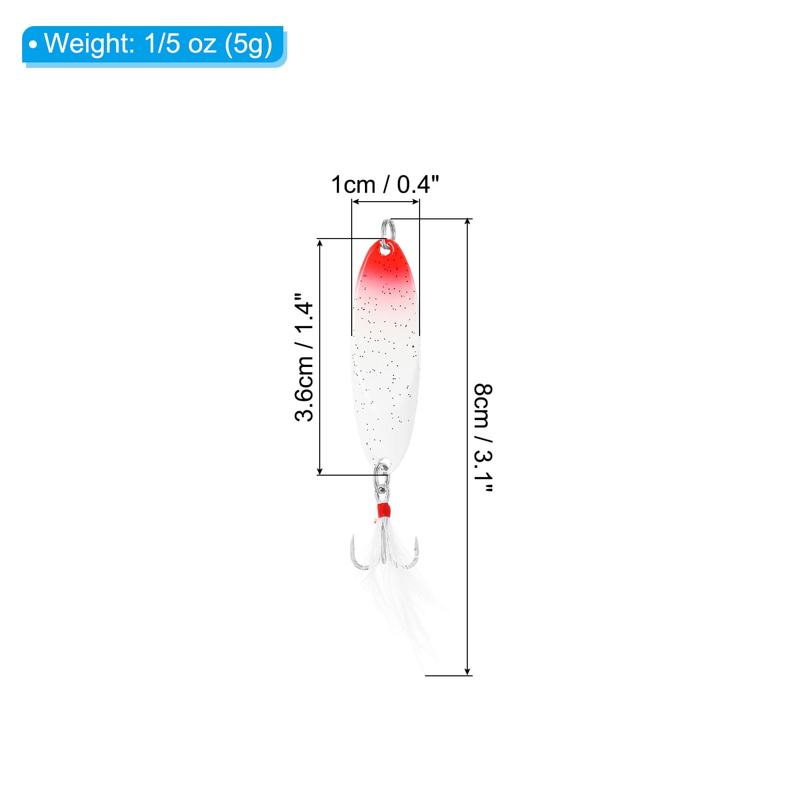 PATIKIL fishing spoon red white 8 cm for long distance casting.