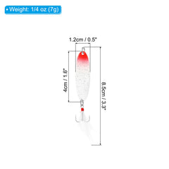 PATIKIL fishing spoon red and white side profile shows balanced weight for long casts.