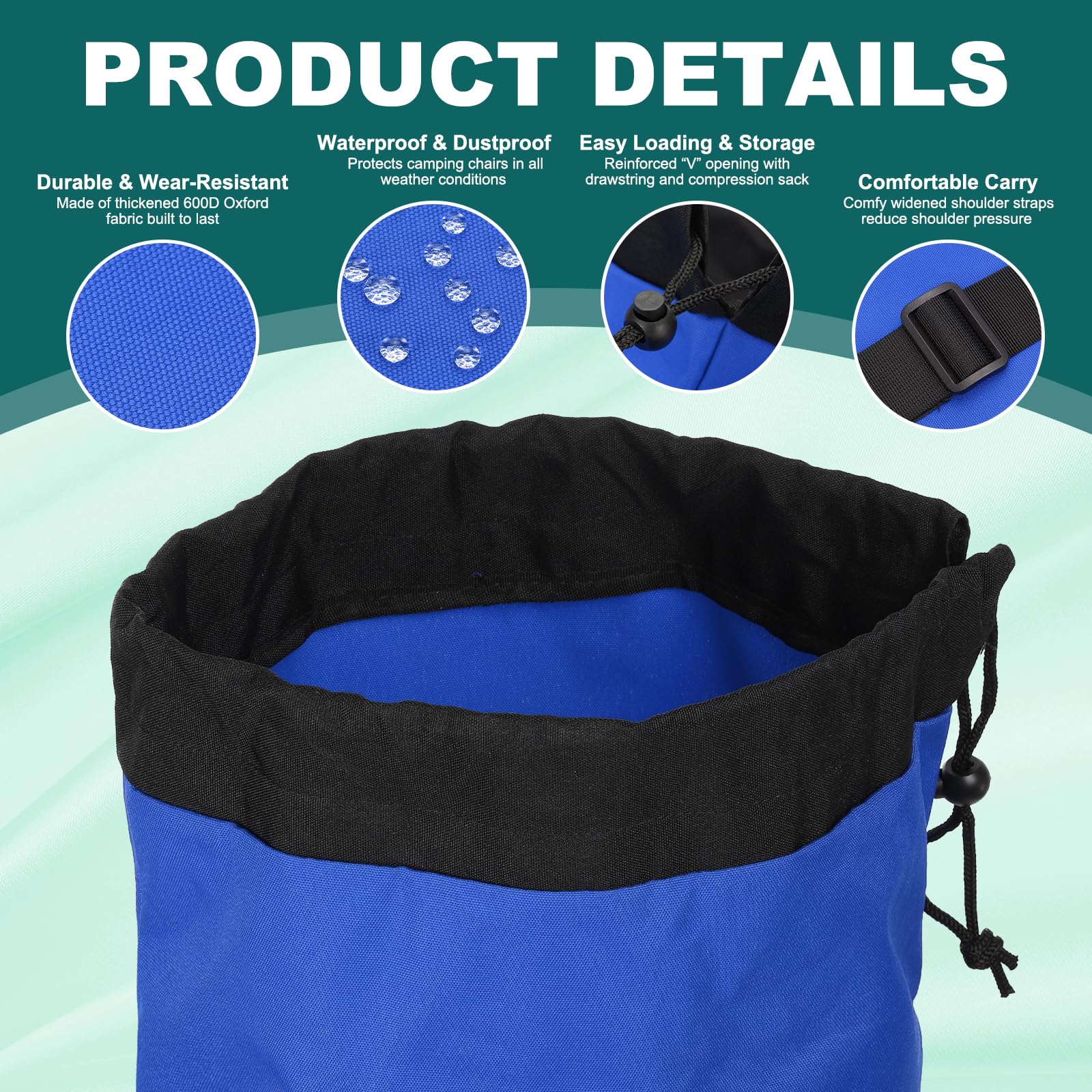 PATIKIL blue bag with compression sack, simplifies compact storage after a day outdoors.