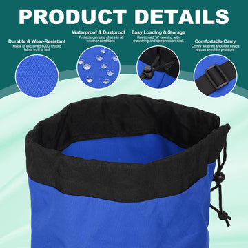 PATIKIL blue bag with compression sack, simplifies compact storage after a day outdoors.