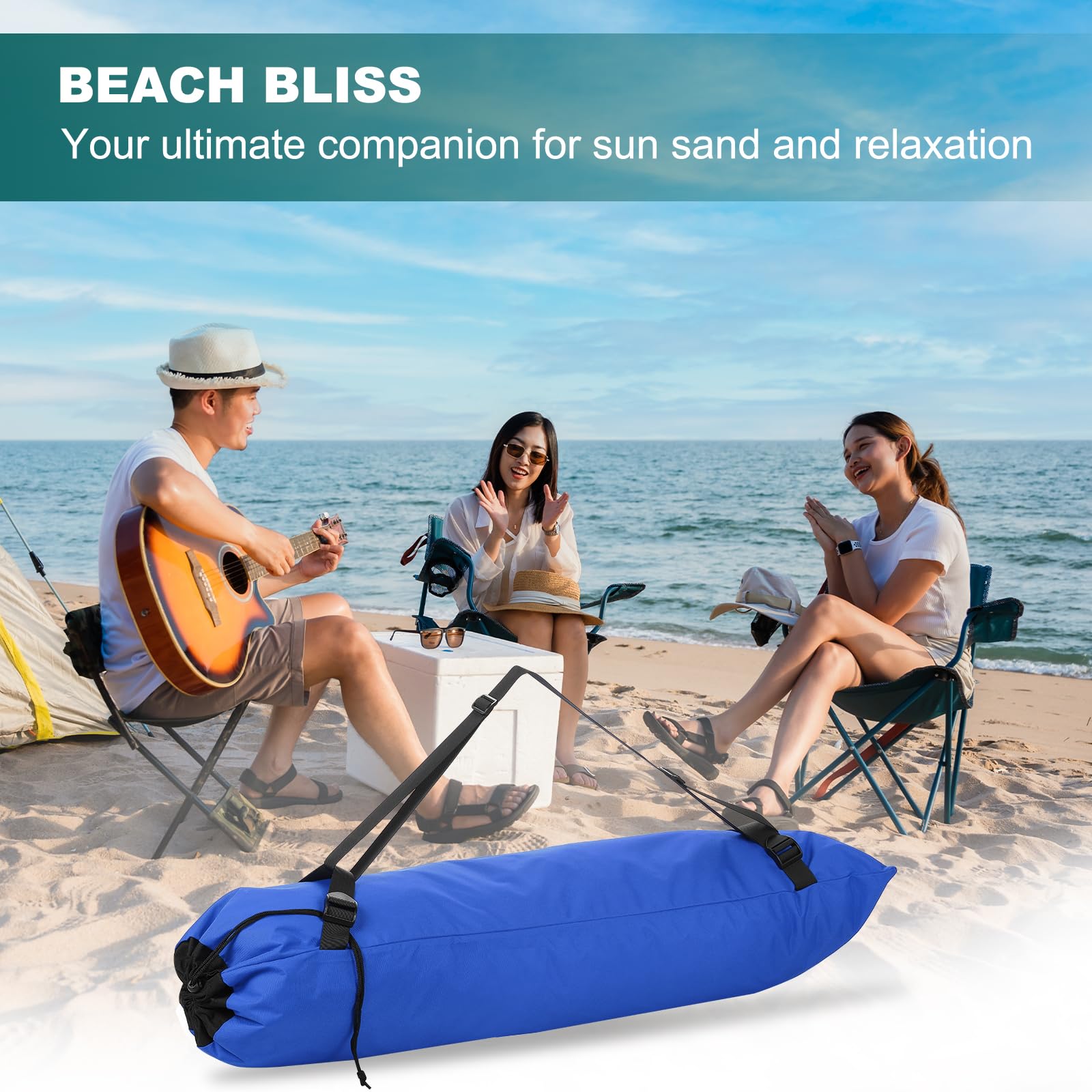 PATIKIL blue bag with adjustable shoulder strap, easy to carry during outdoor activities.