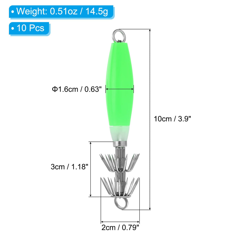PATIKIL glow coating close-up green squid jig hook with improved underwater visibility
