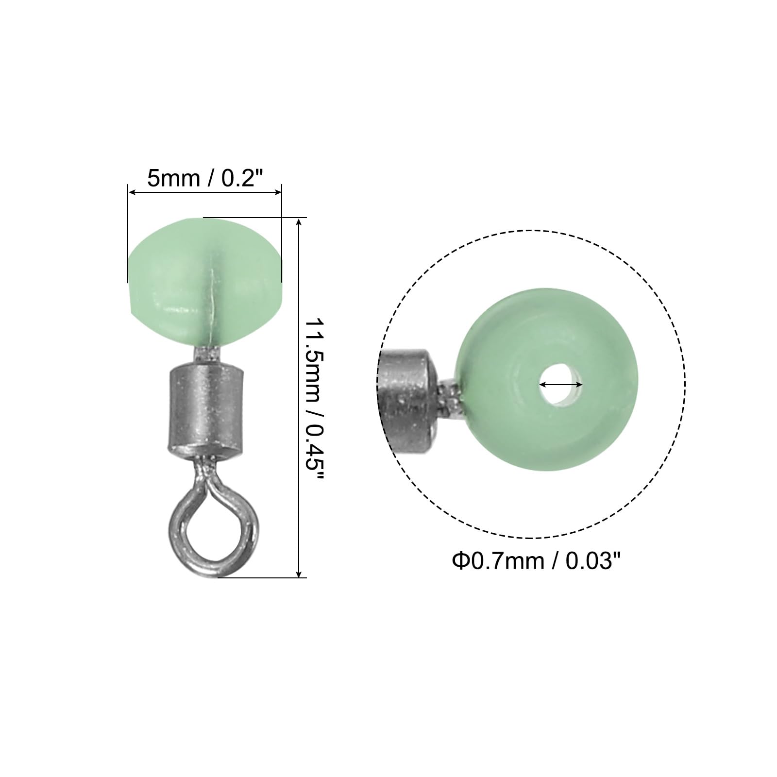 PATIKIL glow-in-the-dark swivel for night fishing attracts with subtle glow.