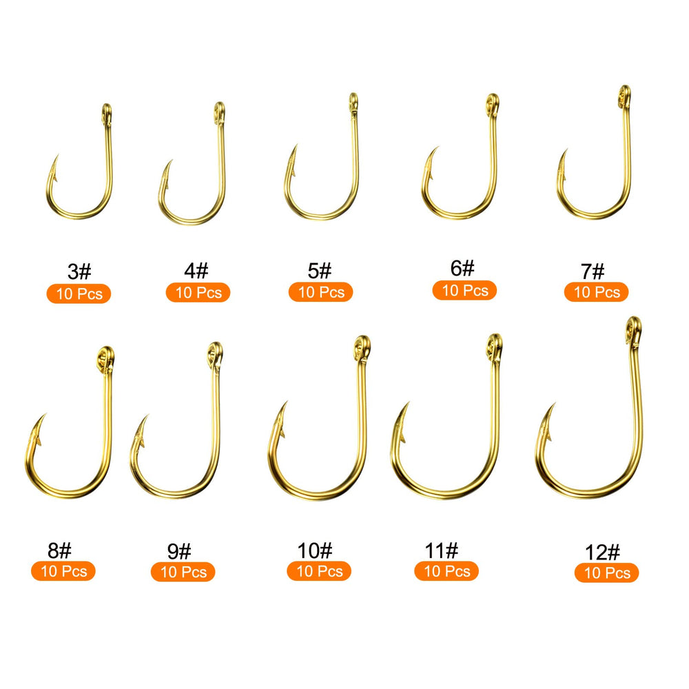 PATIKIL gold-tone catfish hooks in pack for durability and visibility