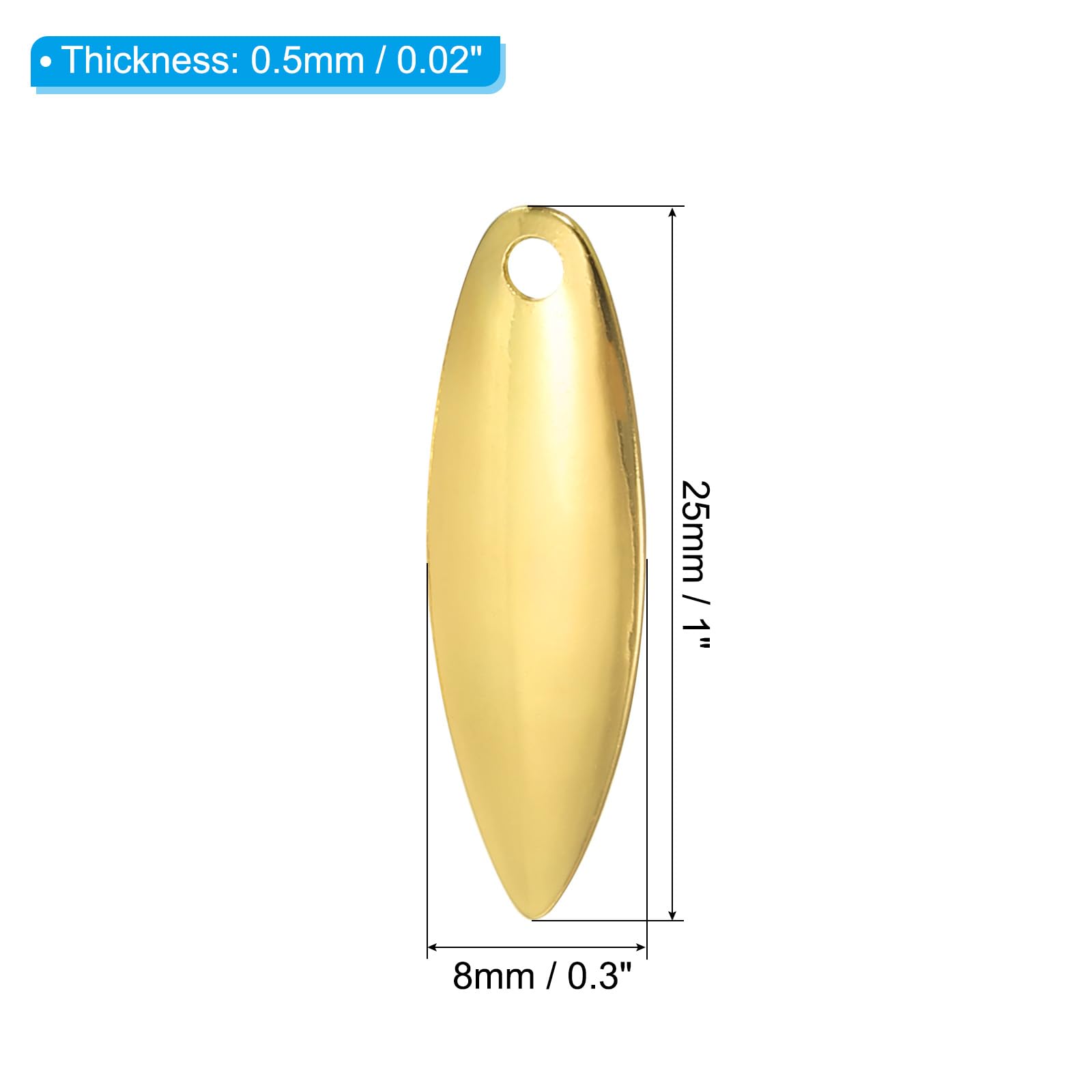 PATIKIL golden willowleaf blade close-up showing thin curved design for vibrations.