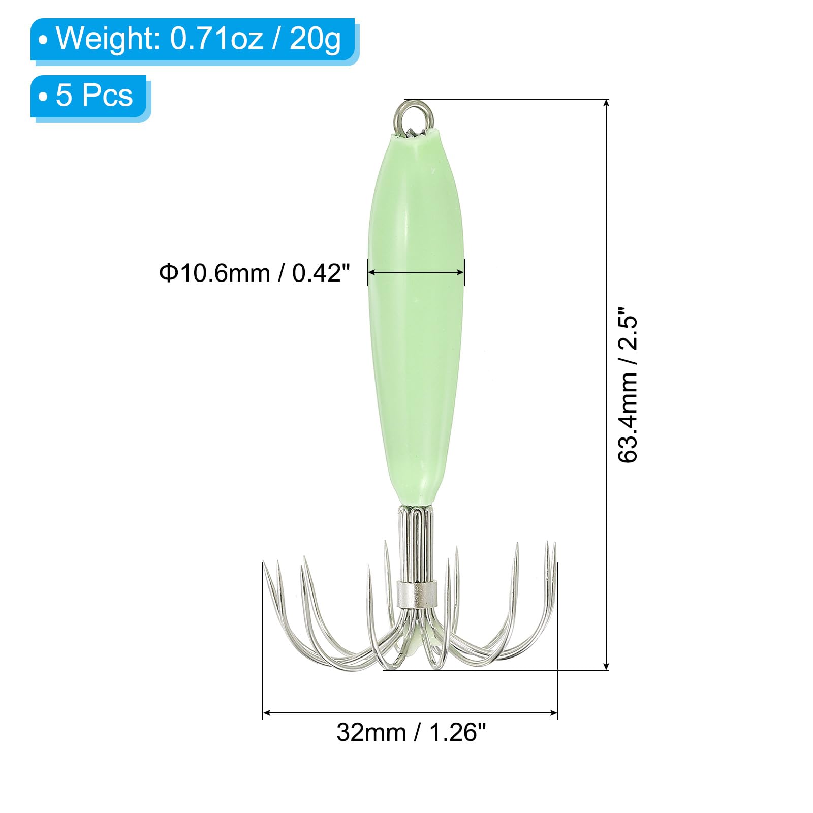 PATIKIL green glow squid jig enhances underwater attraction in low light