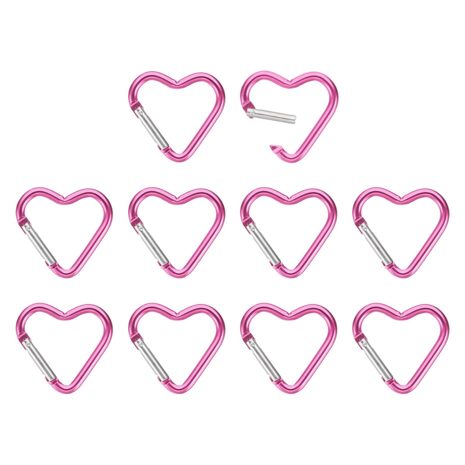 PATIKIL heart-shaped snap hook closeup in rose red aluminum with spring action.