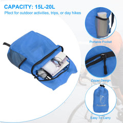 PATIKIL hiking backpack 15L blue side pocket for quick access items.