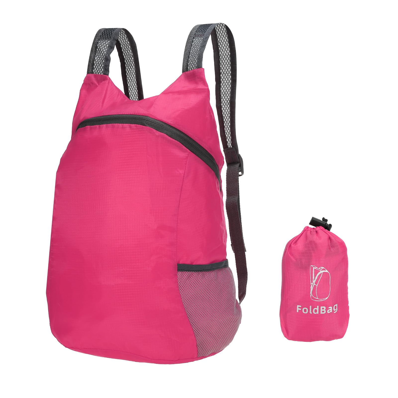 PATIKIL hiking backpack rose red folded for ultra-compact storage