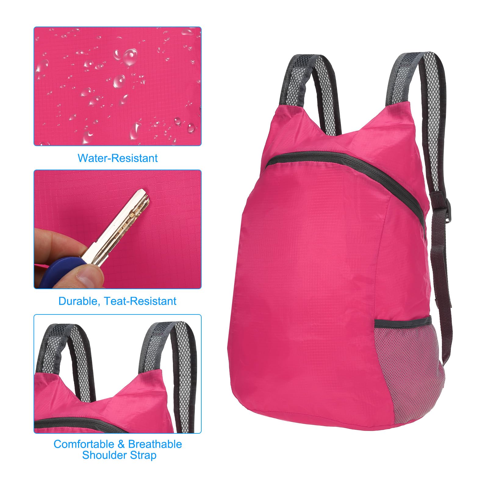 PATIKIL hiking backpack rose red shoulder straps offer comfort