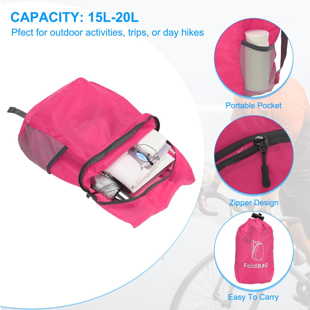 PATIKIL hiking backpack rose red side-pocket keeps small items accessible