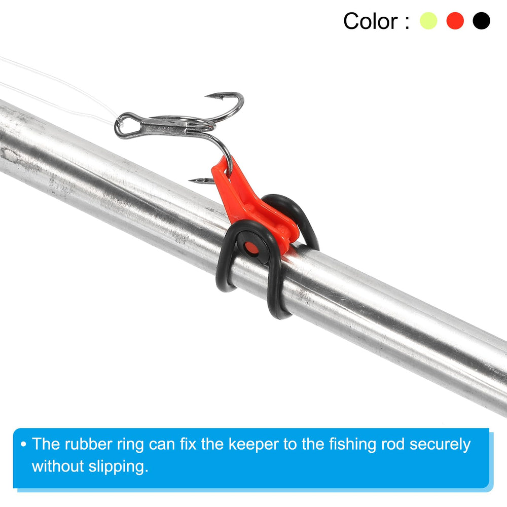 Hook keeper attached to the rod, staying in place during fishing