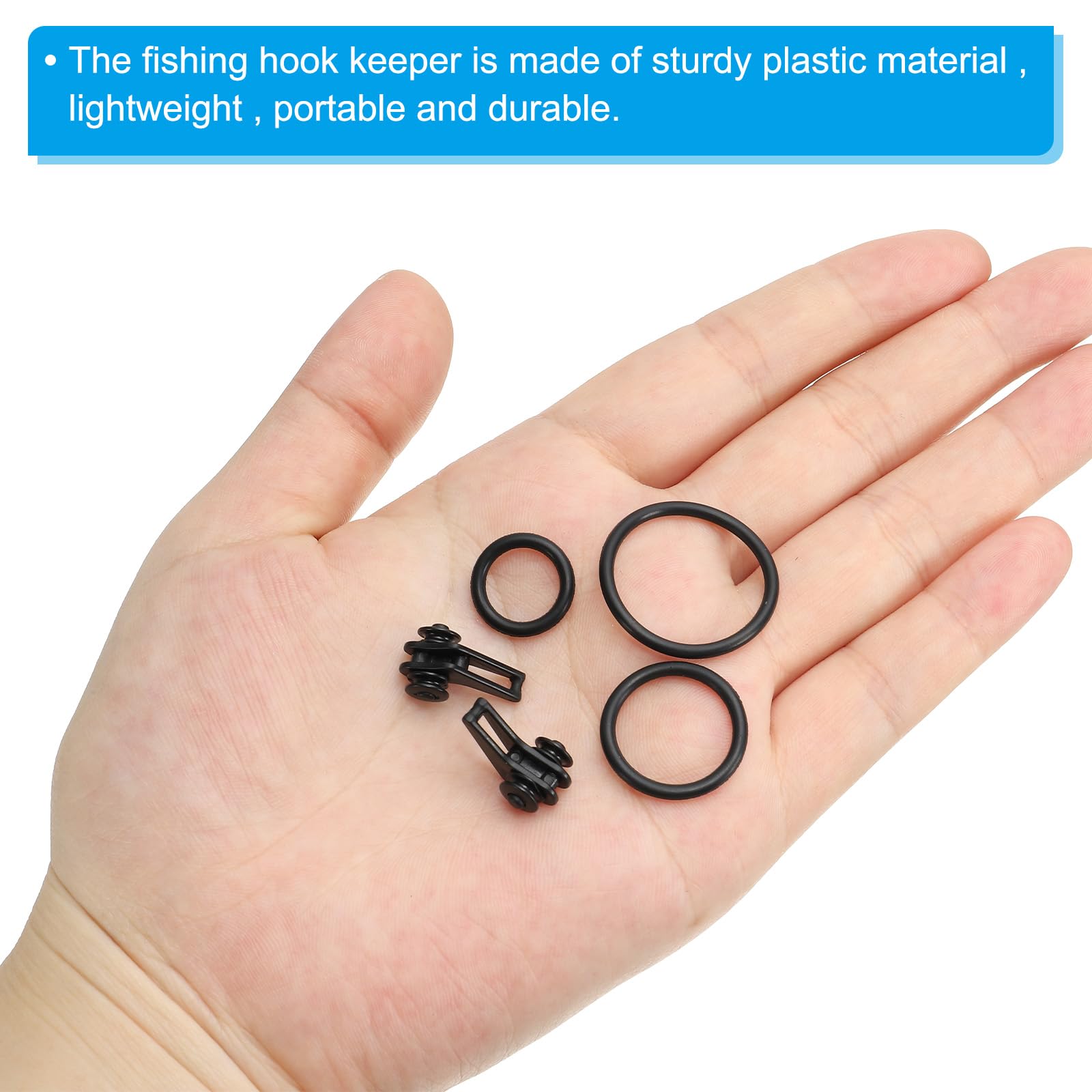 PATIKIL hook keeper rubber-rings shows elastic rings prevent slipping on diverse rods
