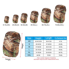 PATIKIL Leaf Camo Rain Cover on backpack showing secure fit