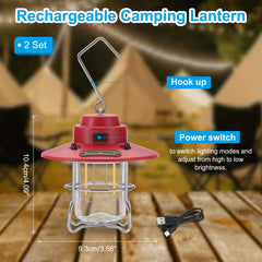 PATIKIL lantern hanging from tent hook for hands-free campsite illumination