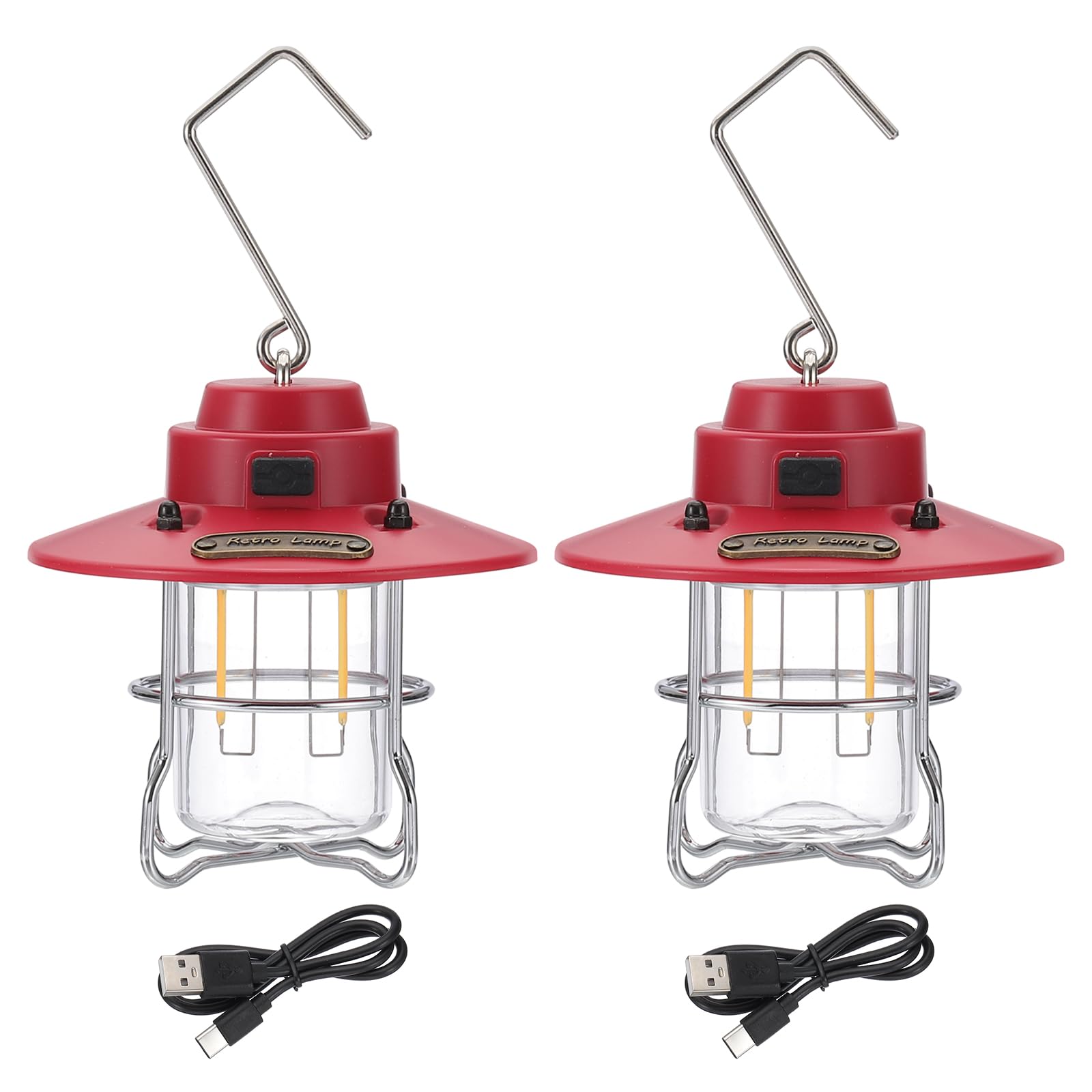 PATIKIL LED camping lantern red shell close-up for outdoor lighting