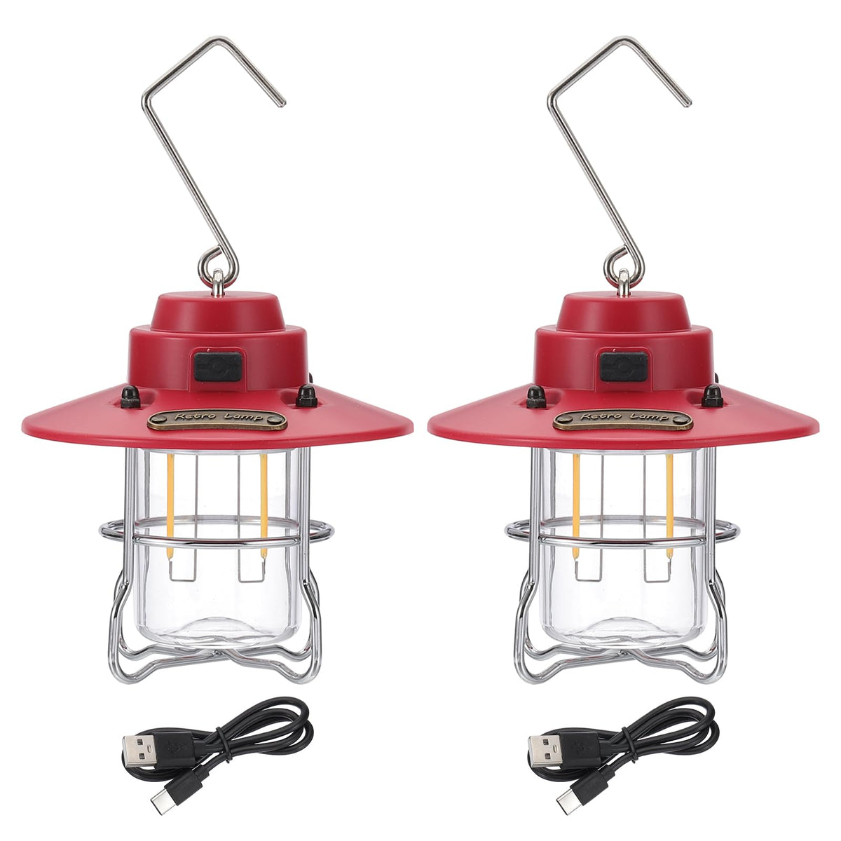 PATIKIL LED camping lantern red shell close-up for outdoor lighting