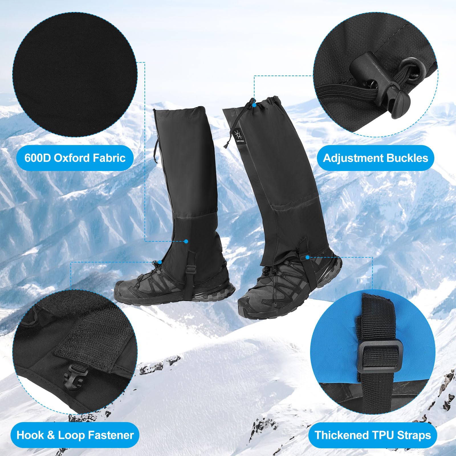 PATIKIL leg gaiters with adjustable strap ensure secure, slip-free fit