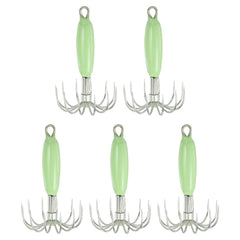 PATIKIL luminous squid jig hook front view with green glow for night fishing