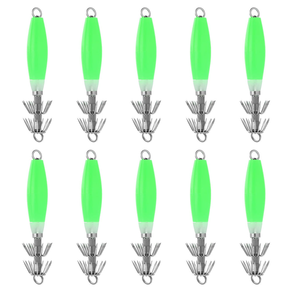 PATIKIL luminous squid jig hooks green pack—bright glow enhances squid attraction