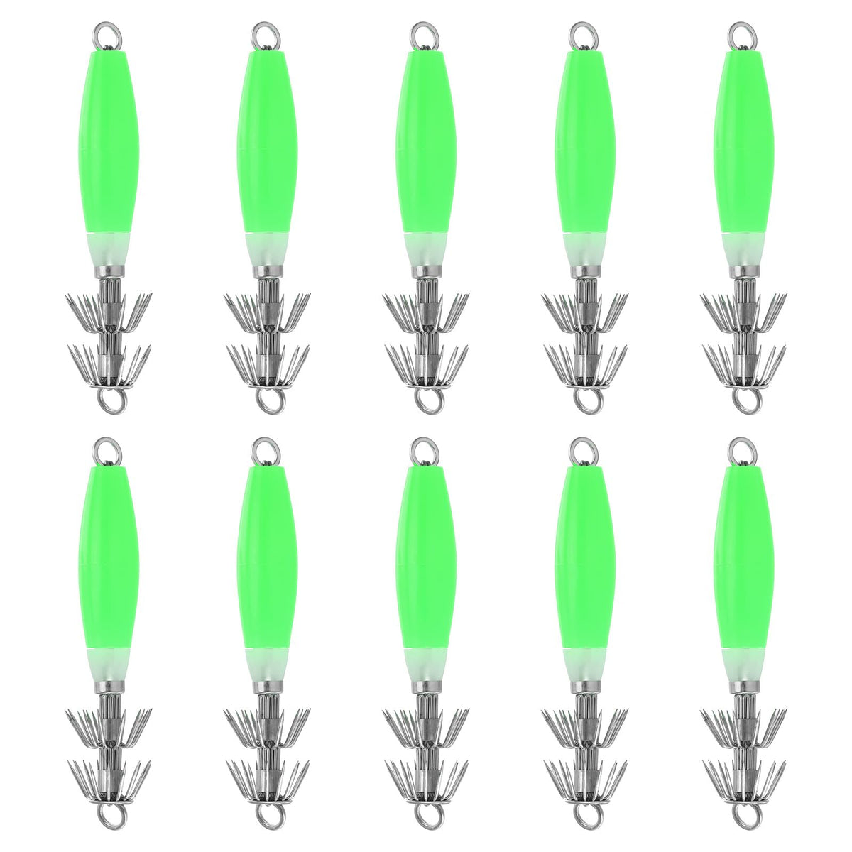 PATIKIL luminous squid jig hooks green pack—bright glow enhances squid attraction