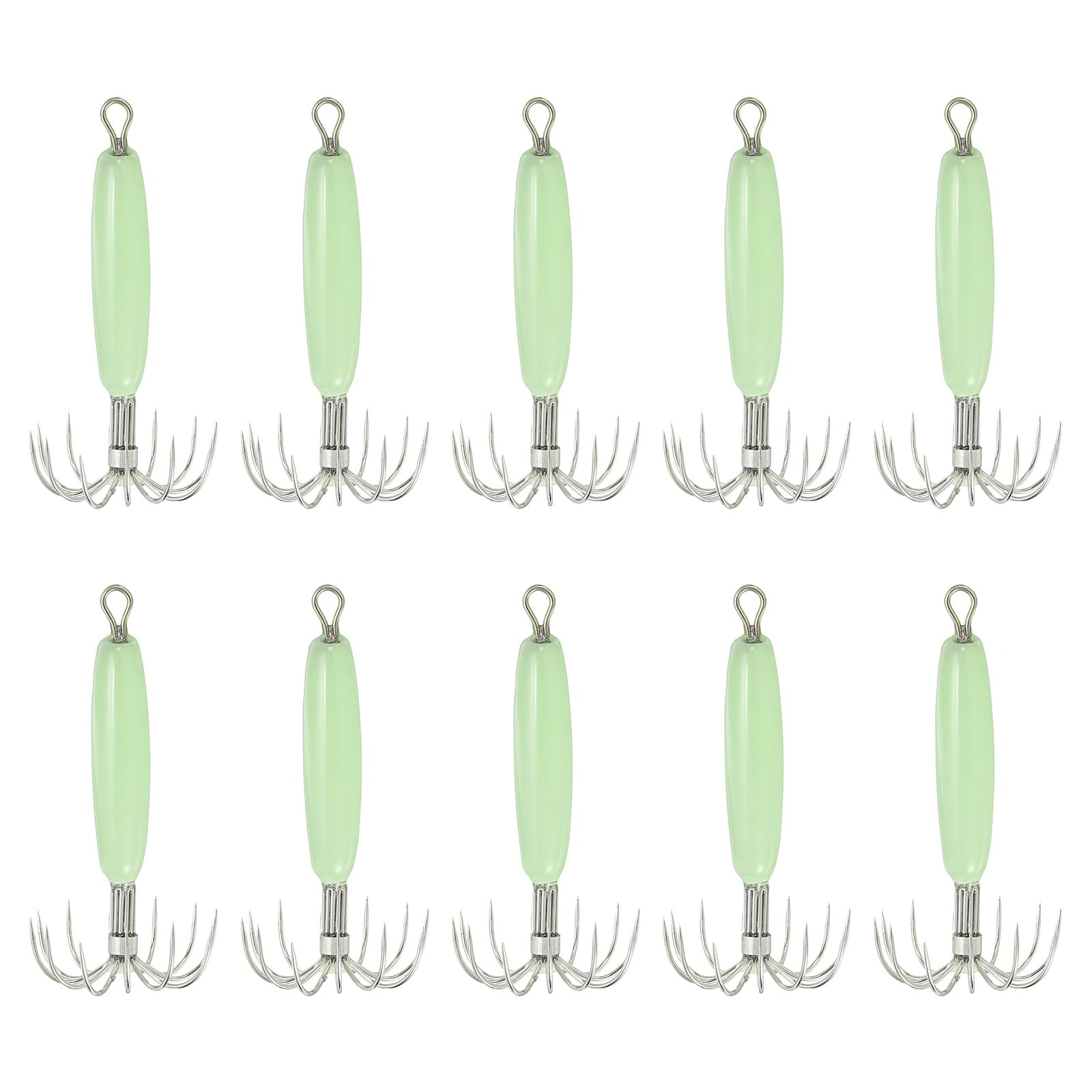 PATIKIL luminous squid jig hooks glow green to attract squid underwater