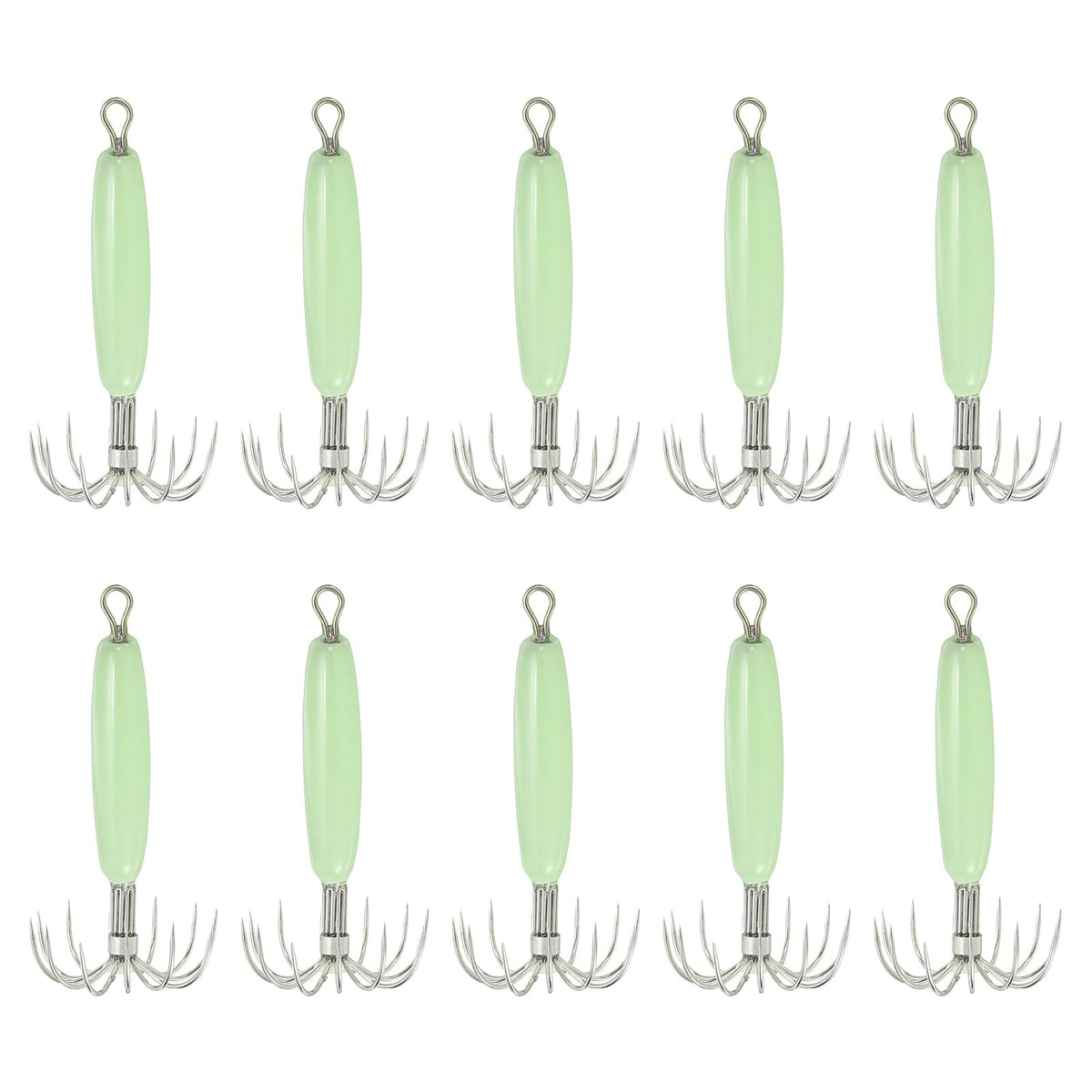 PATIKIL luminous squid jig hooks glow green to attract squid underwater